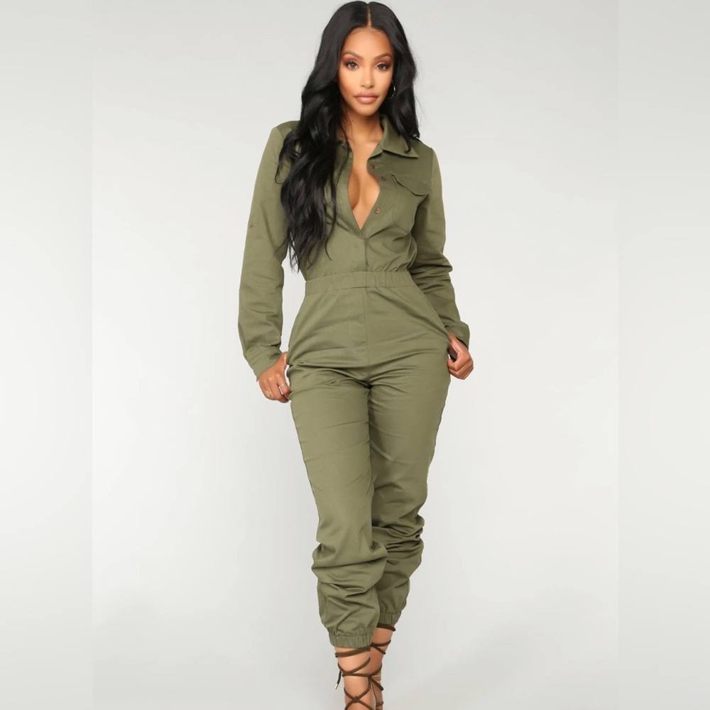 Aviator Babe Jumpsuit - Olive NWT